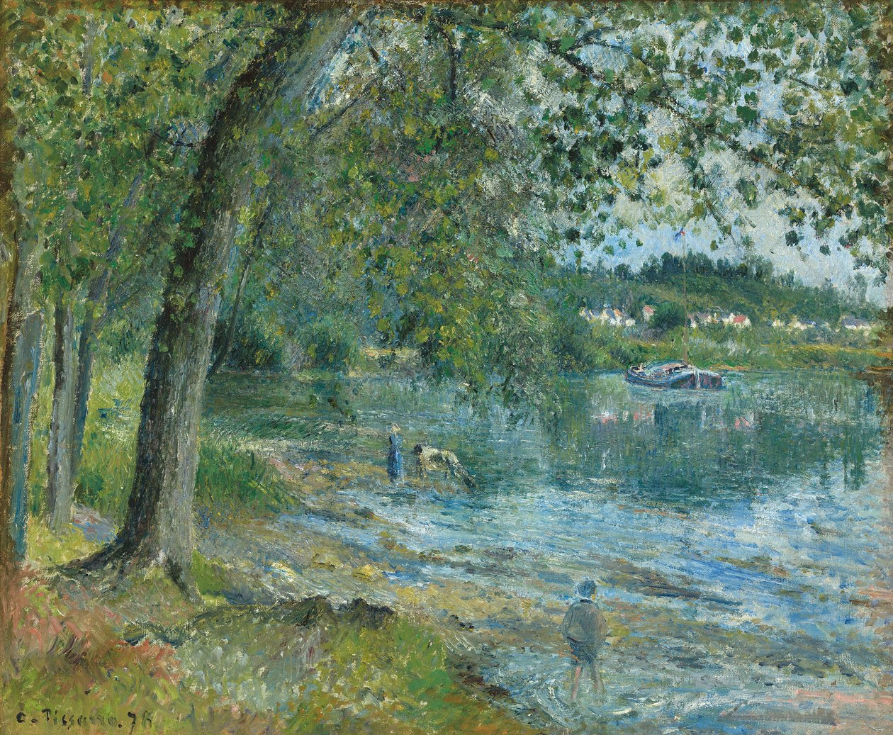 Banks of the Oise at Auvers-sur-Oise; Banks of the Oise Auvers-sur-Oisessa, 1878 tekijältä Camille Jacob Pissarro
