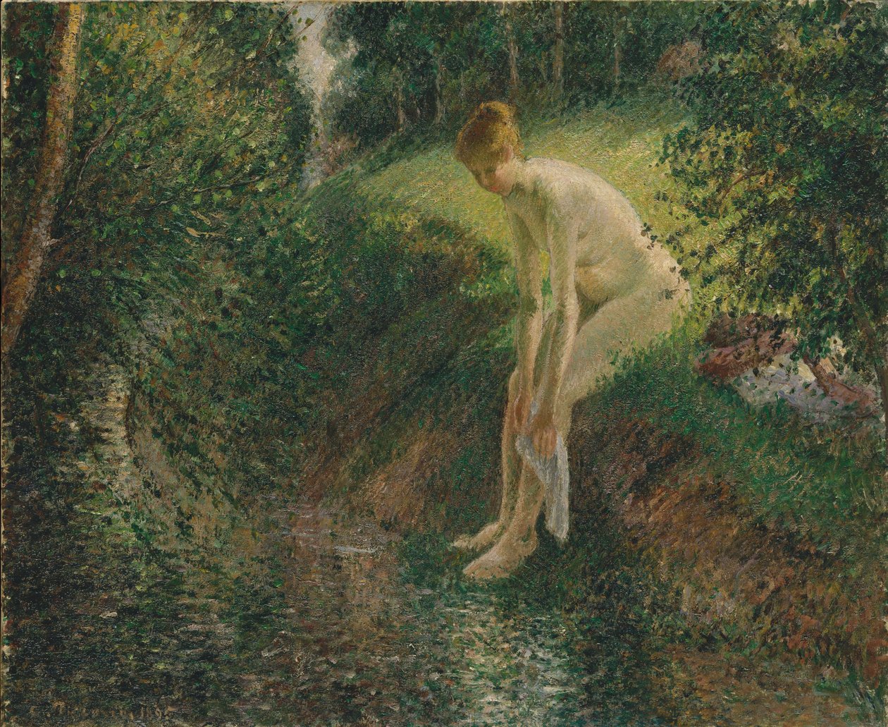 Kylpijä metsässä, 1895 tekijältä Camille Jacob Pissarro