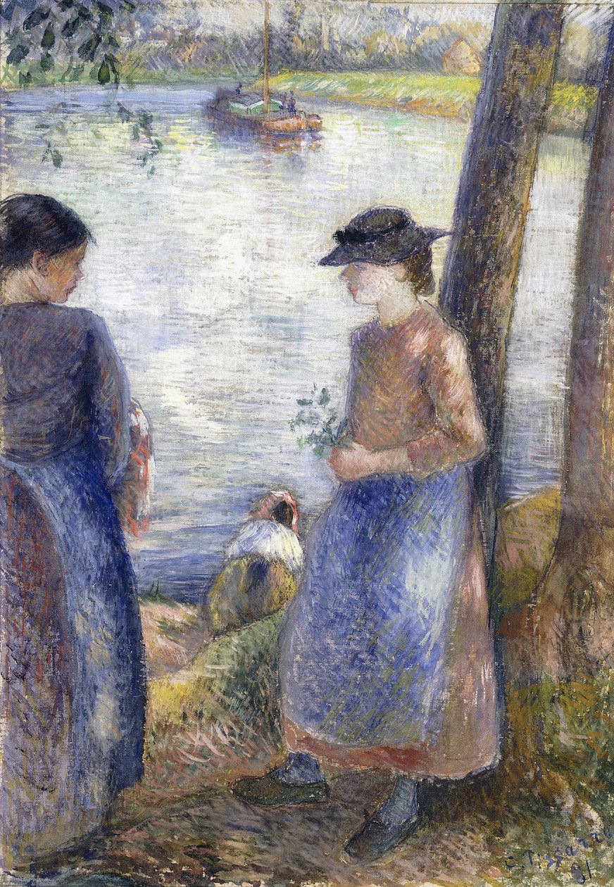 Veden rannalla, 1881 tekijältä Camille Jacob Pissarro