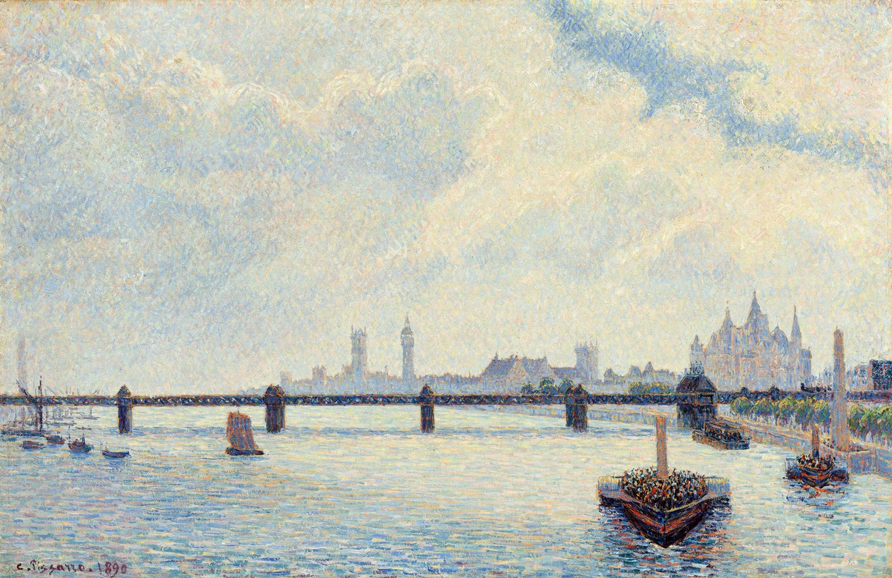 Charing Cross Bridge, Lontoo, 1890 tekijältä Camille Jacob Pissarro