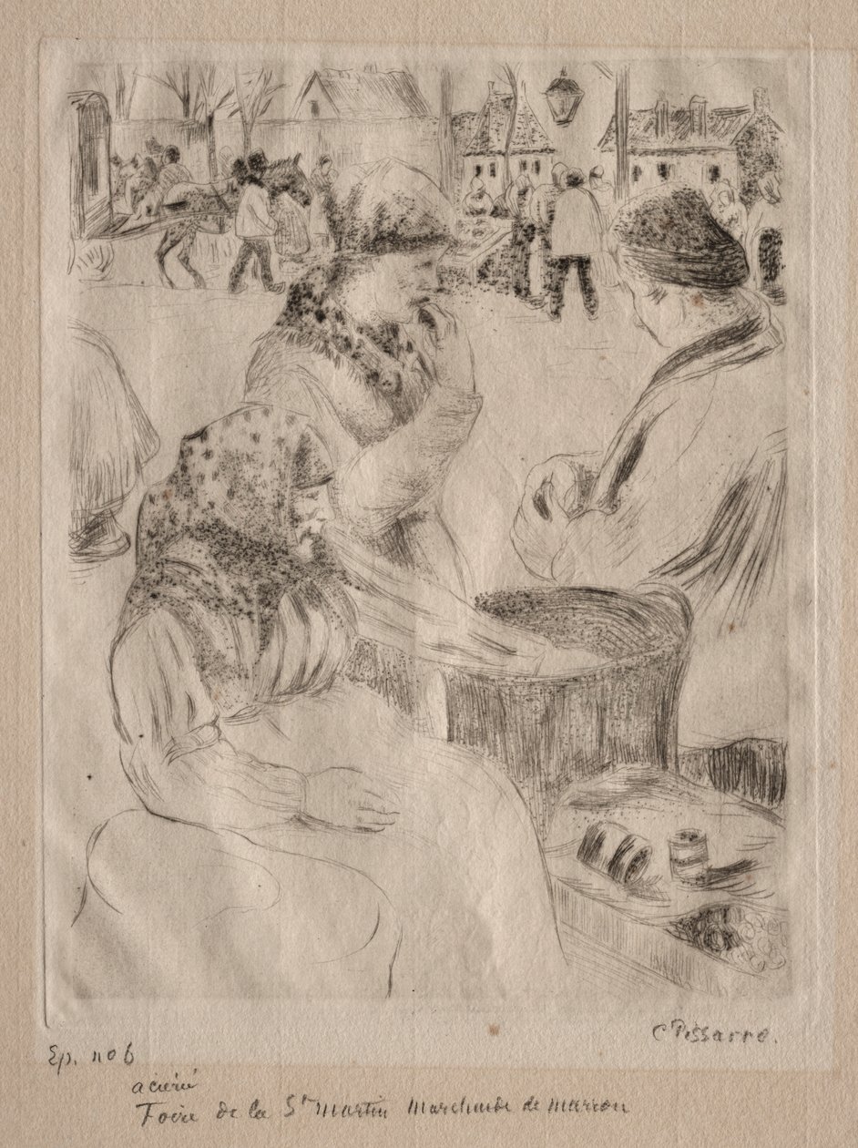Kastanjanmyyjä, 1878. tekijältä Camille Jacob Pissarro