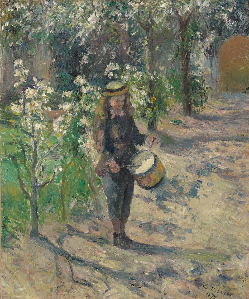 lapsi rummun kanssa; Lapsi rummun kanssa, 1877 tekijältä Camille Jacob Pissarro