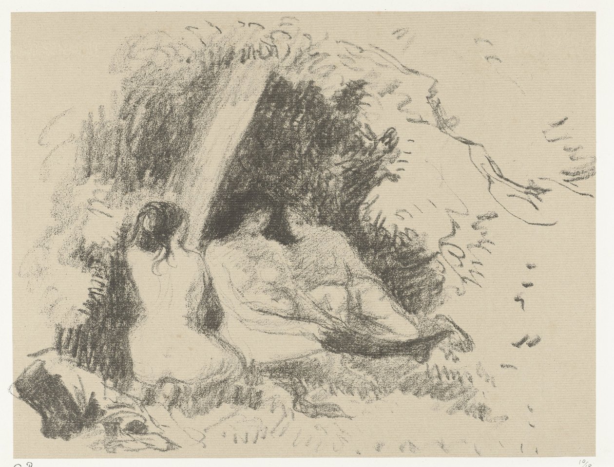 Kolme alaston naista Femmes nues tekijältä Camille Jacob Pissarro