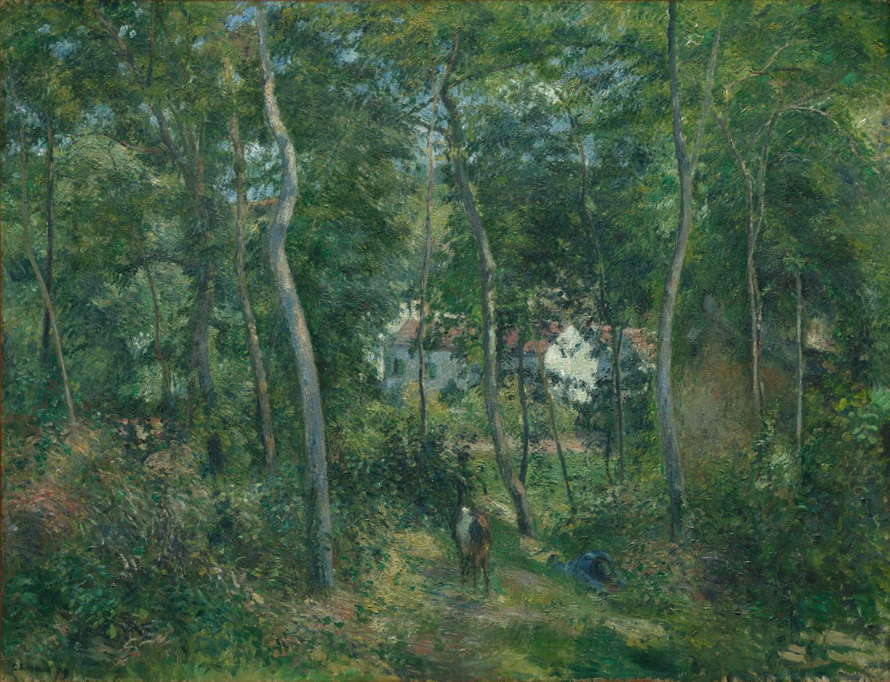 Edge of the Woods lähellä LHermitagea, Pontoise, 1879. tekijältä Camille Jacob Pissarro