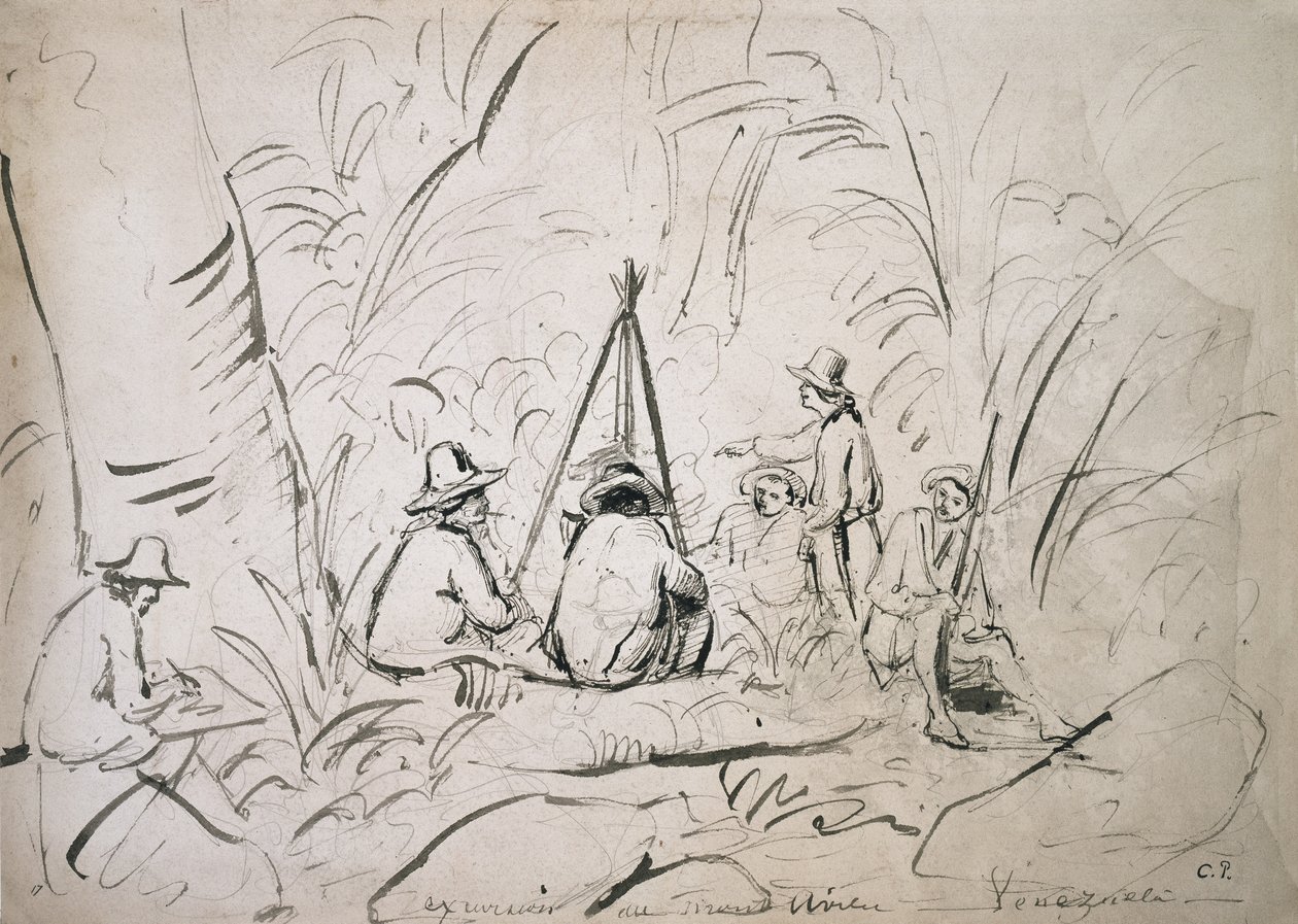 Retki Mont Avilaan, Venezuelaan (kynä kynällä ja musteella paperille) tekijältä Camille Jacob Pissarro