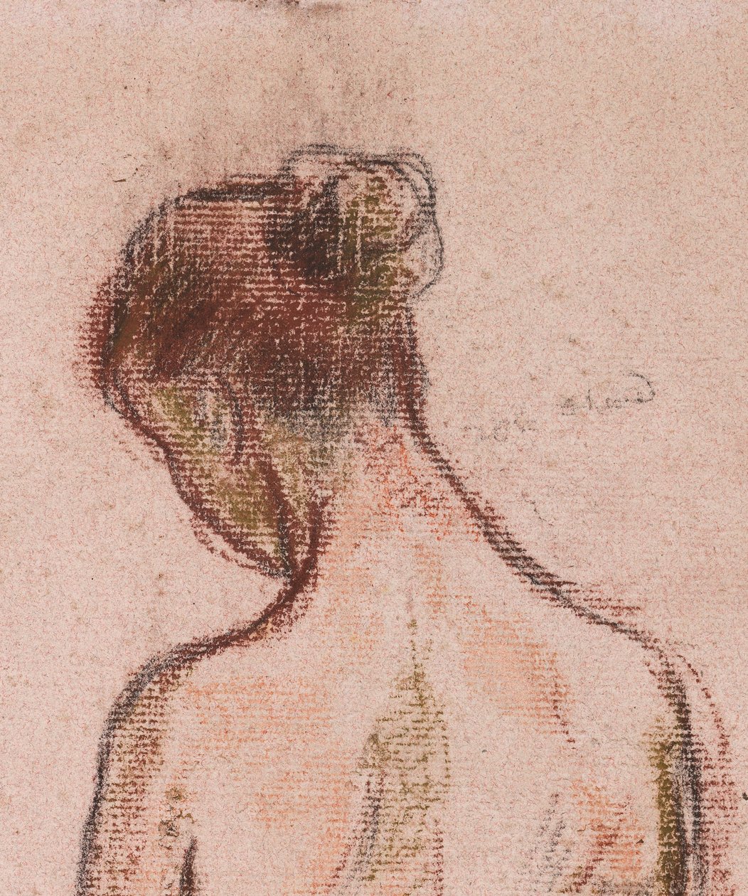 Naisen täyspitkä seisova alastonkuva takaapäin tekijältä Camille Jacob Pissarro