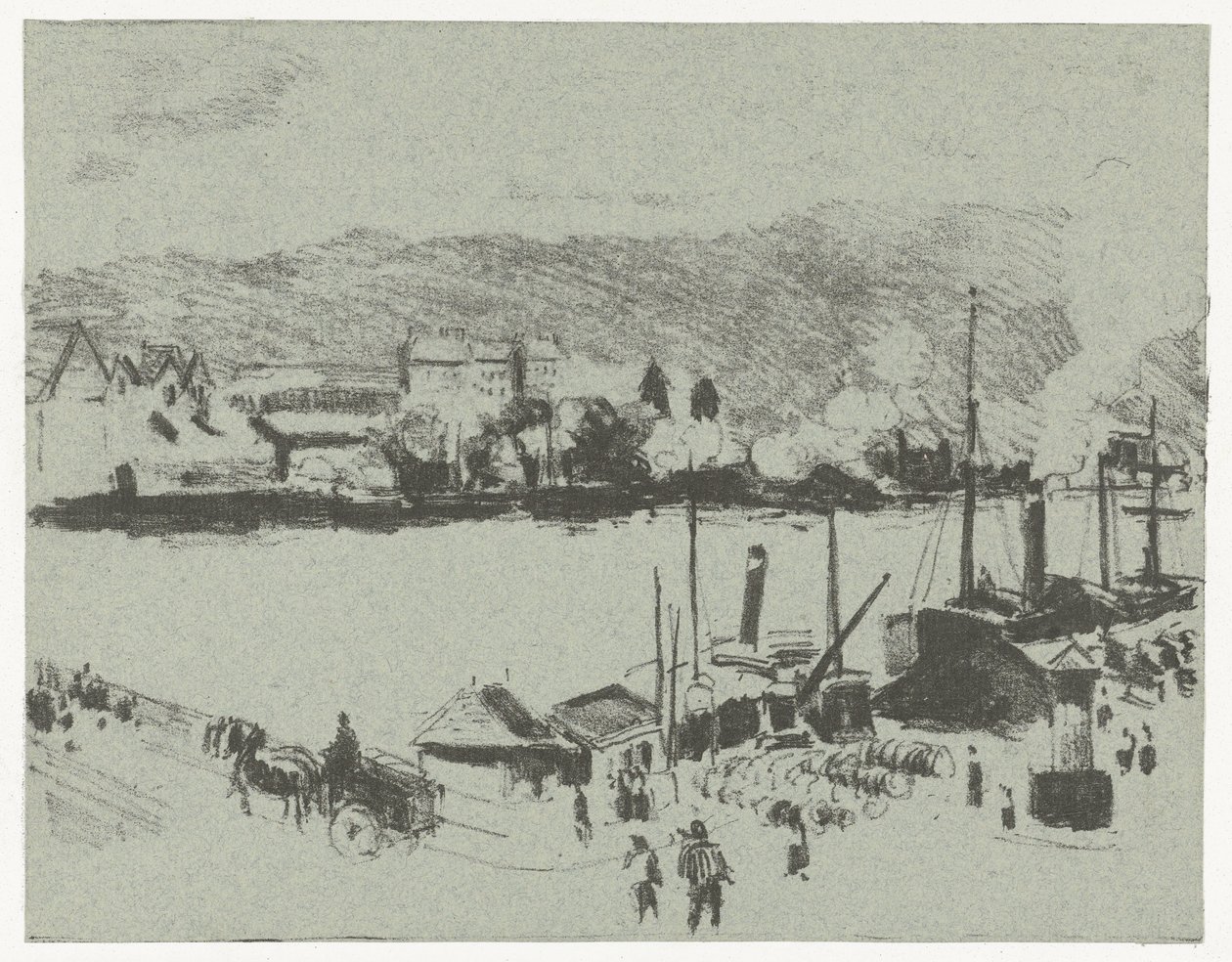 Näkymä Seinen laiturille Rouenissa Quai Boieldieu, à Rouen tekijältä Camille Jacob Pissarro