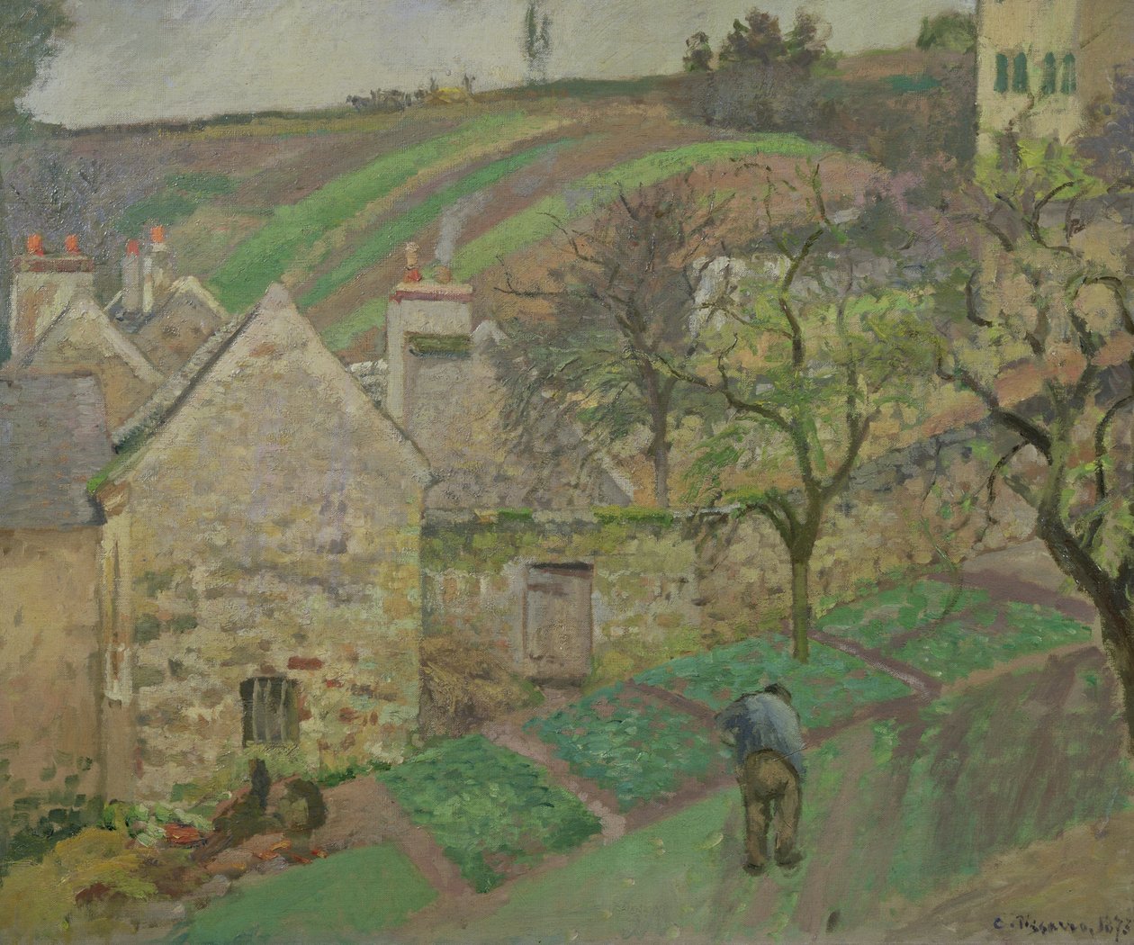 Eremitaasin rinteellä, Pontoisessa, 1873 tekijältä Camille Jacob Pissarro
