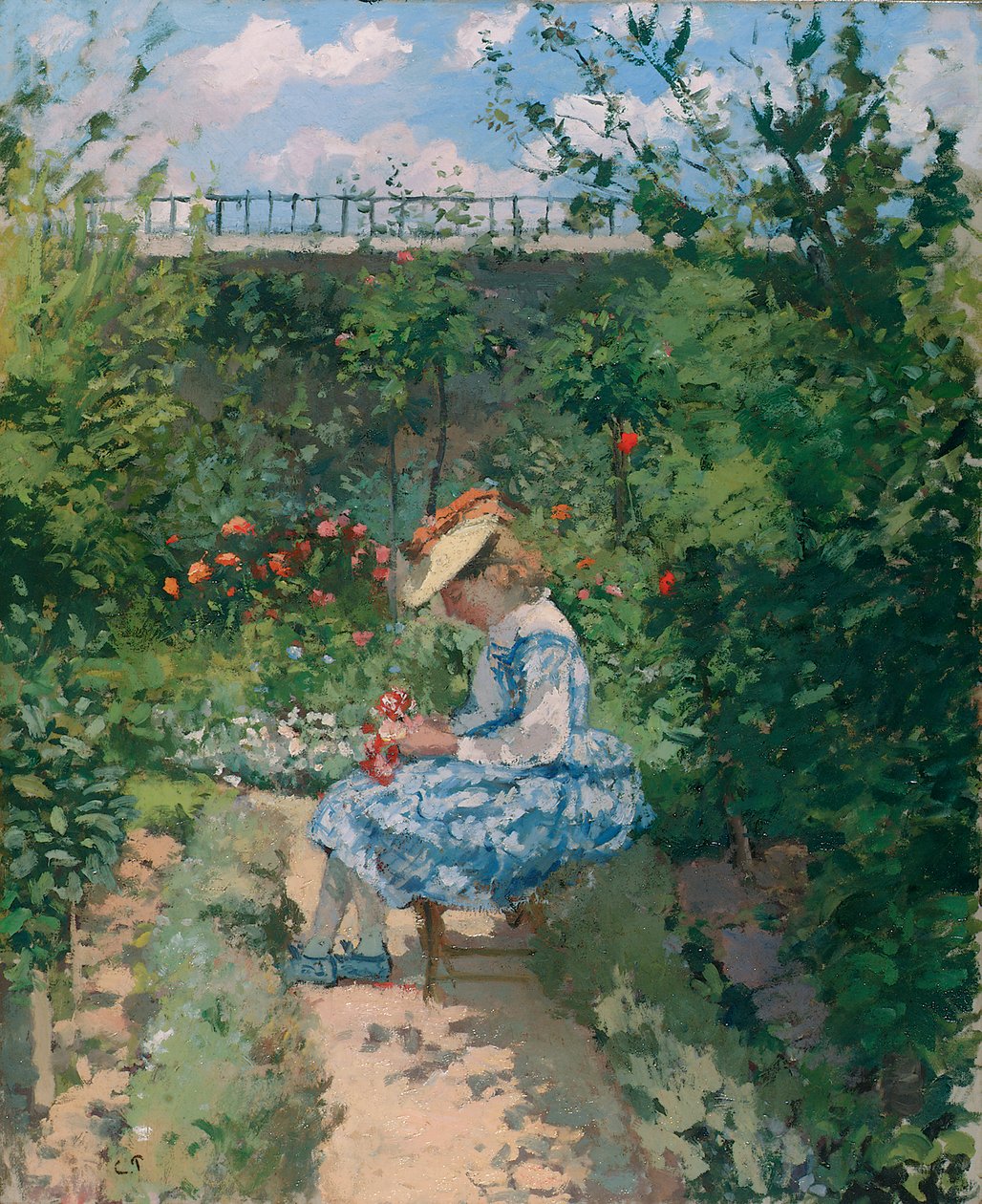Jeanne puutarhassa, Pontoise, n. 1872 tekijältä Camille Jacob Pissarro