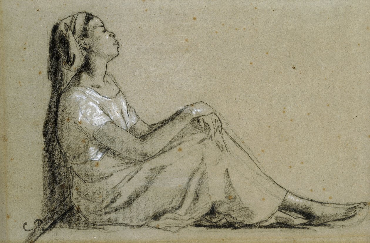 Tânără neagră așezată, 1855-57 finlandeză tekijältä Camille Jacob Pissarro