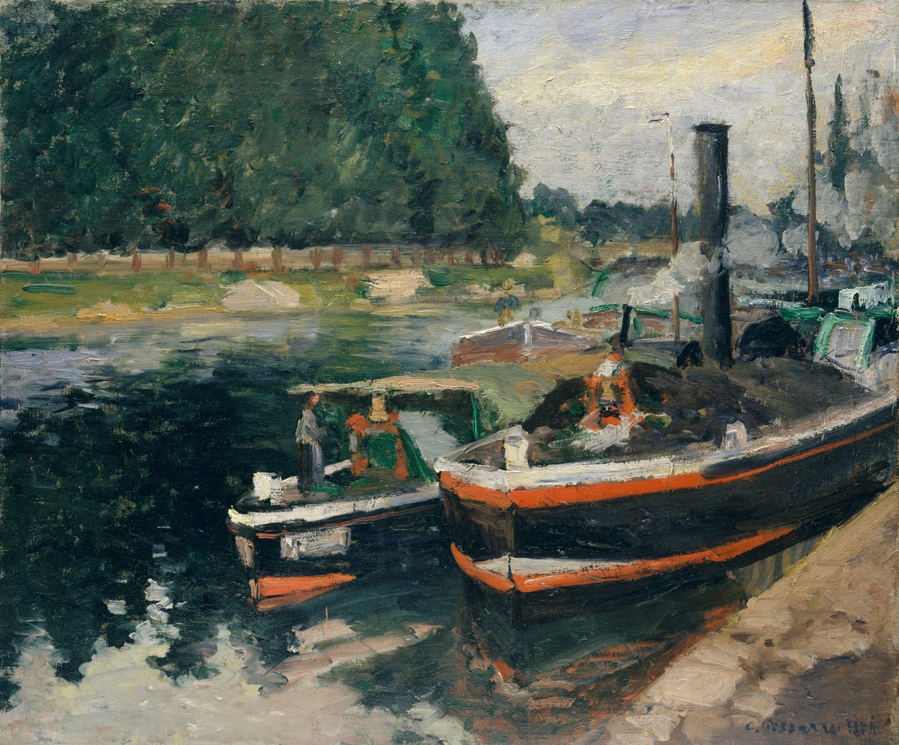Proomut Pontoisen satamassa tekijältä Camille Jacob Pissarro