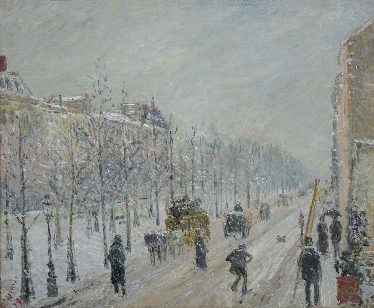 Bulevardit, ulkopinnat, lumiefekti, 1879. tekijältä Camille Jacob Pissarro