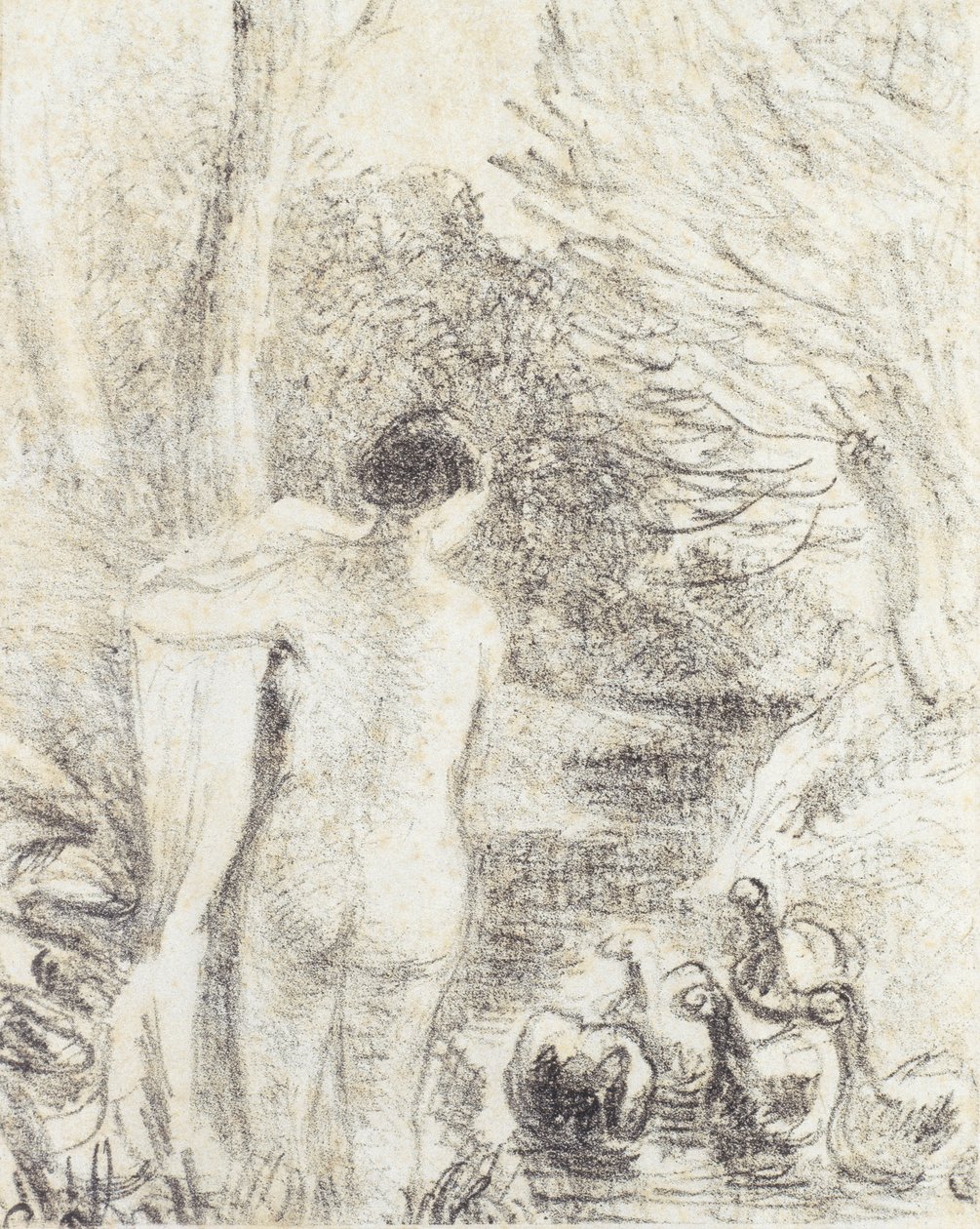 Nude with Swans, n. 1895 (tutkimus numerolle 258996) tekijältä Camille Jacob Pissarro