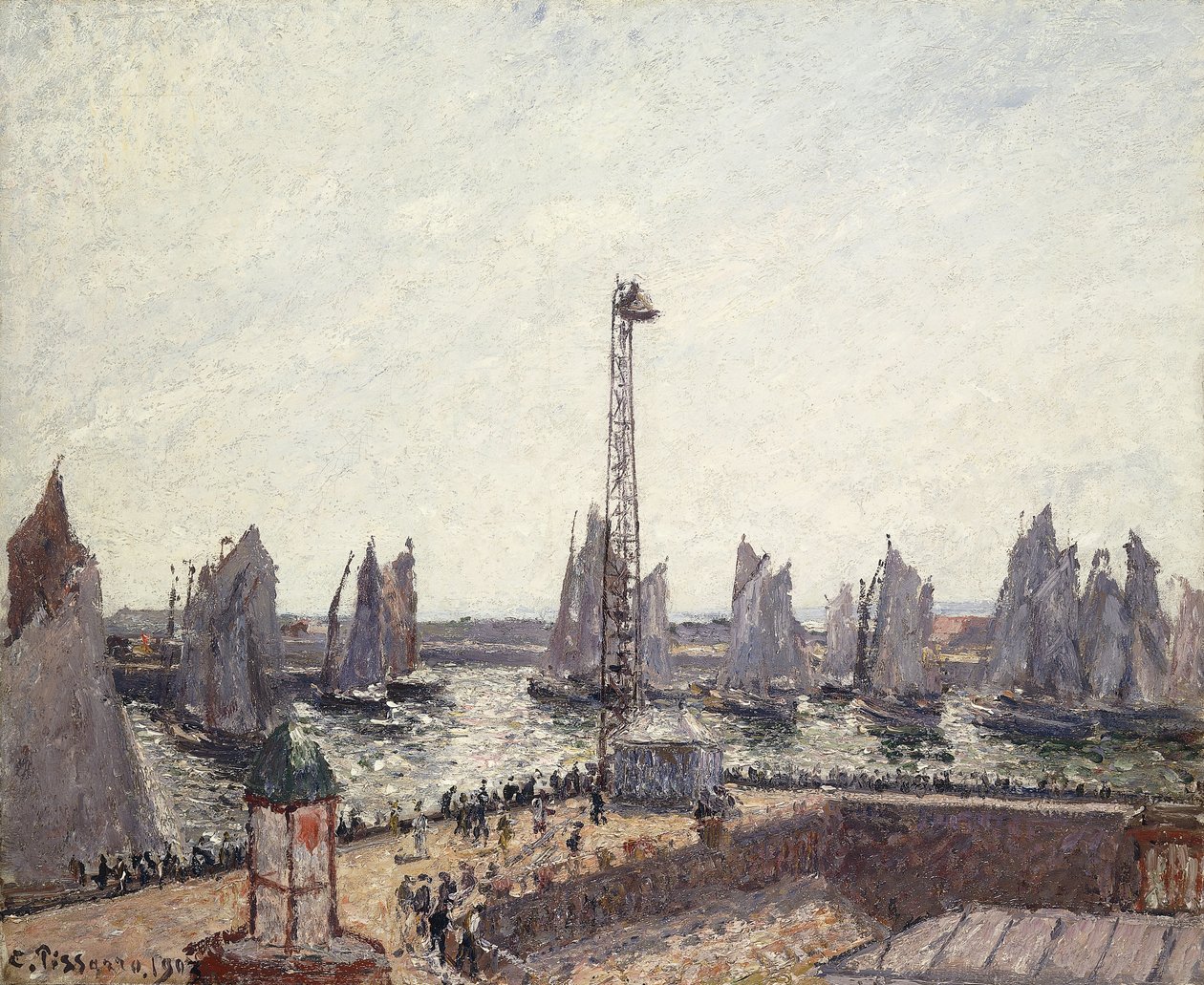 Ulkosatama ja nosturit, Le Havre; Ulkosatama ja Anse des Pilotes, Le Havre, 1903 tekijältä Camille Jacob Pissarro