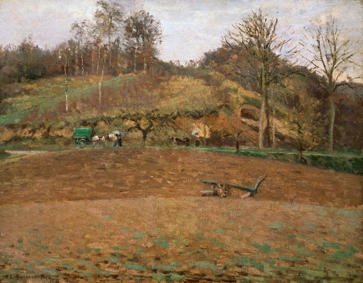 Ploughland, 1874. tekijältä Camille Jacob Pissarro