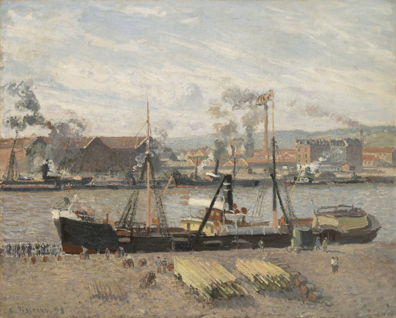 Rouenin satama, Puun purku, 1898 tekijältä Camille Jacob Pissarro