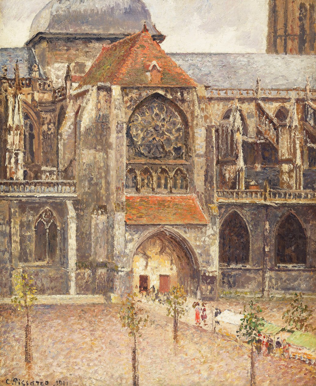 Dieppen Saint-Jacquesin kirkon portaali; Dieppen Saint-Jaquesin kirkon portaali, 1901 tekijältä Camille Jacob Pissarro