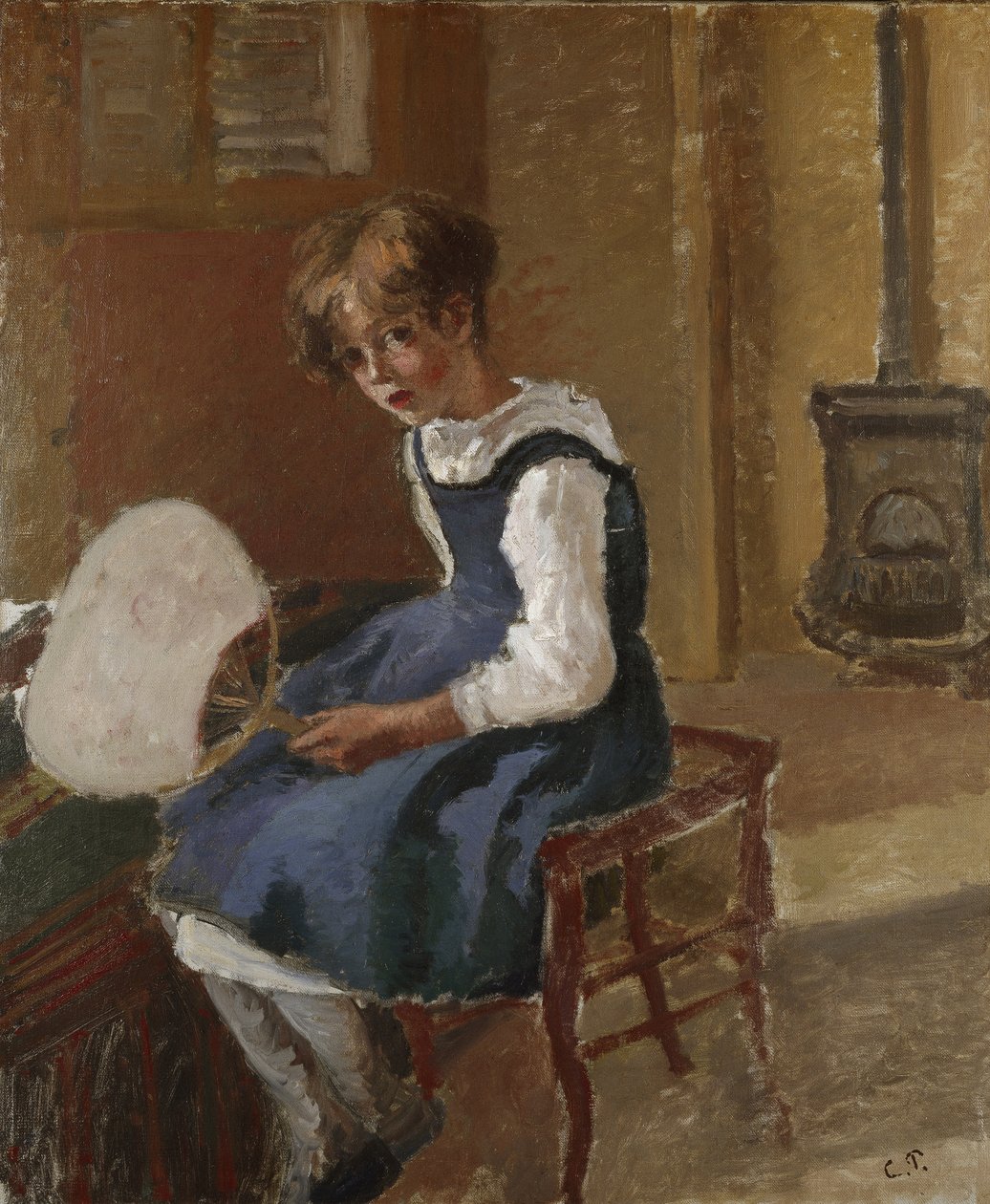 Muotokuva Jeannesta pitelemässä viuhkaa, 1800-luku tekijältä Camille Jacob Pissarro