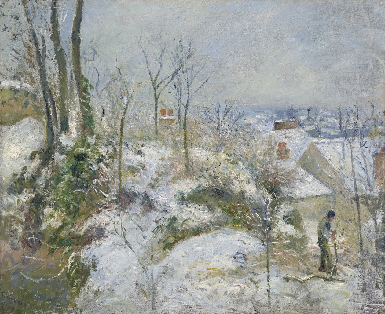 Rabbit Warren Pontoisessa, Snow, 1879 tekijältä Camille Jacob Pissarro