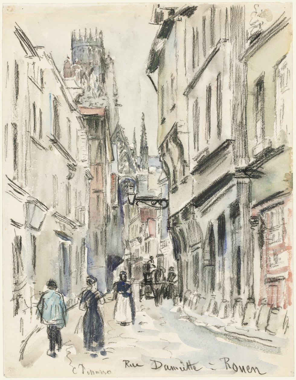 Rue Damiette, Rouen, c. 1884. tekijältä Camille Jacob Pissarro