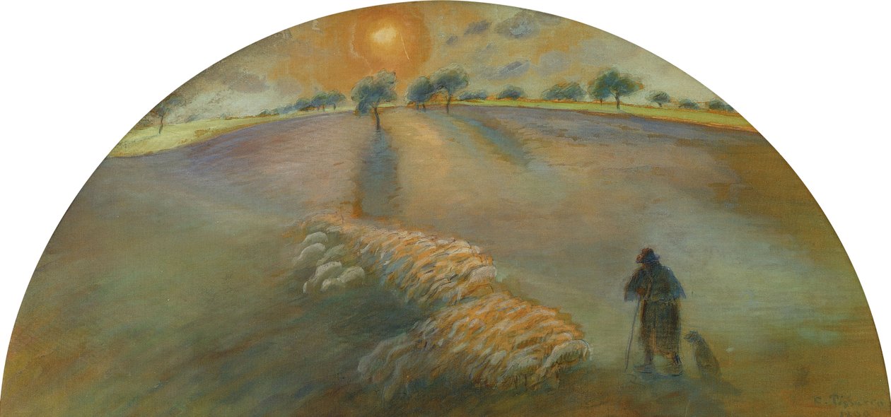 Paimen ja lampaat; Berger et Moutons, 1890 tekijältä Camille Jacob Pissarro