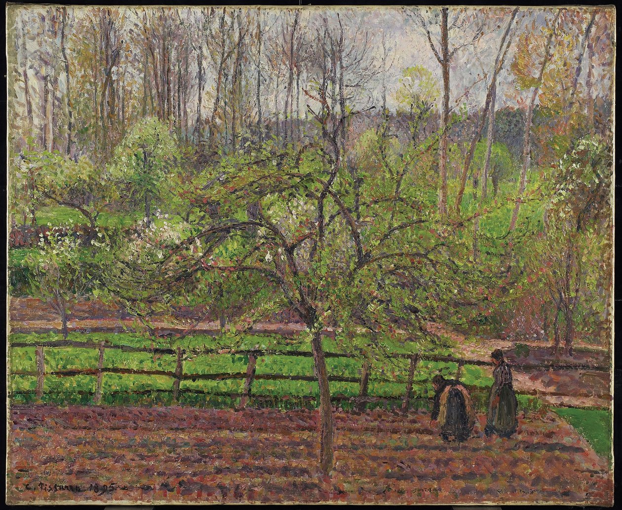 Kevät, harmaa sää, Eragny, 1895 tekijältä Camille Jacob Pissarro