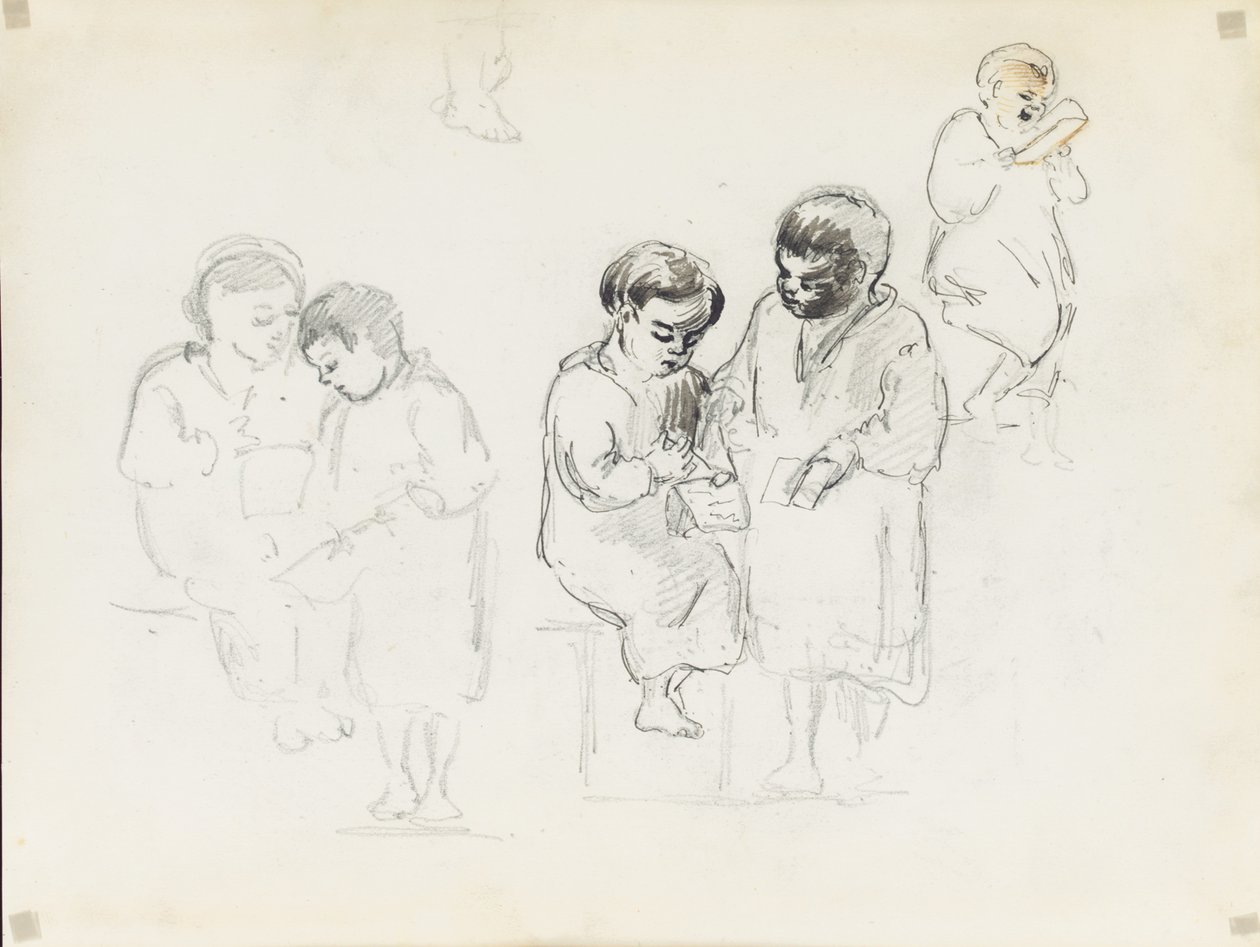 Tutkimuksia kahdesta lapsesta, jotka lukevat tekijältä Camille Jacob Pissarro