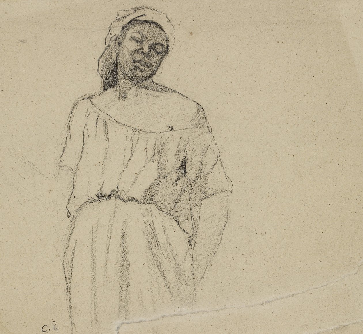 Tutkimus mustasta henkilöstä (hiili paperilla) tekijältä Camille Jacob Pissarro