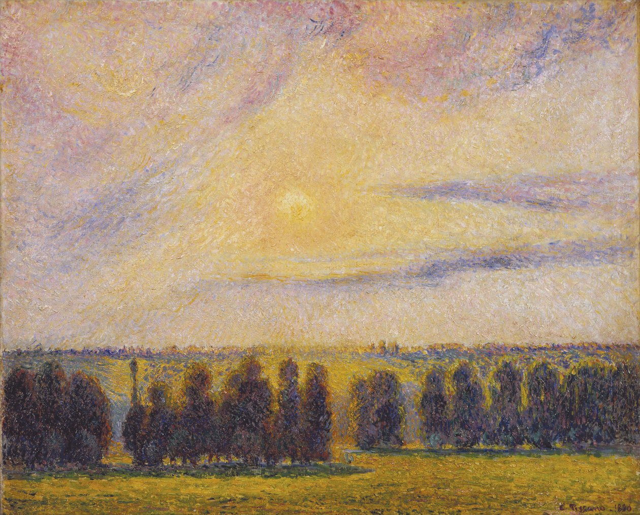 Auringonlasku Èragnyssa, 1890 tekijältä Camille Jacob Pissarro