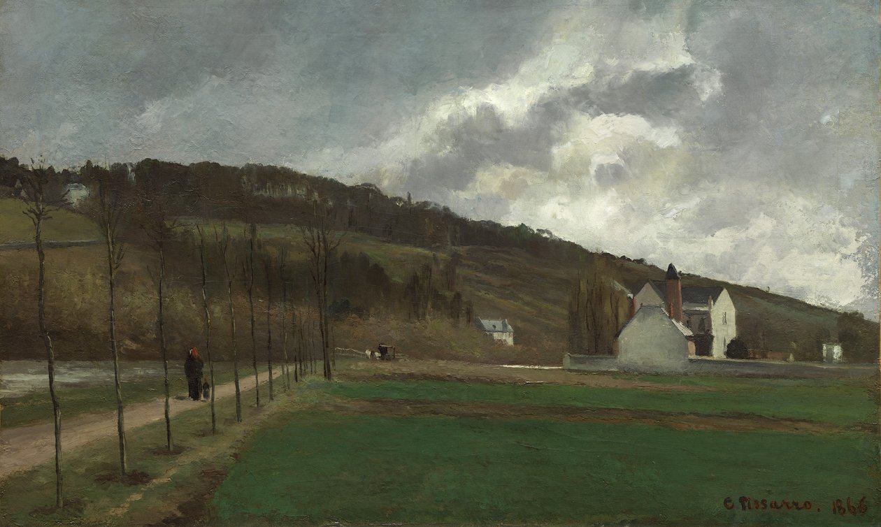 Marnen rannat talvella, 1866 tekijältä Camille Jacob Pissarro