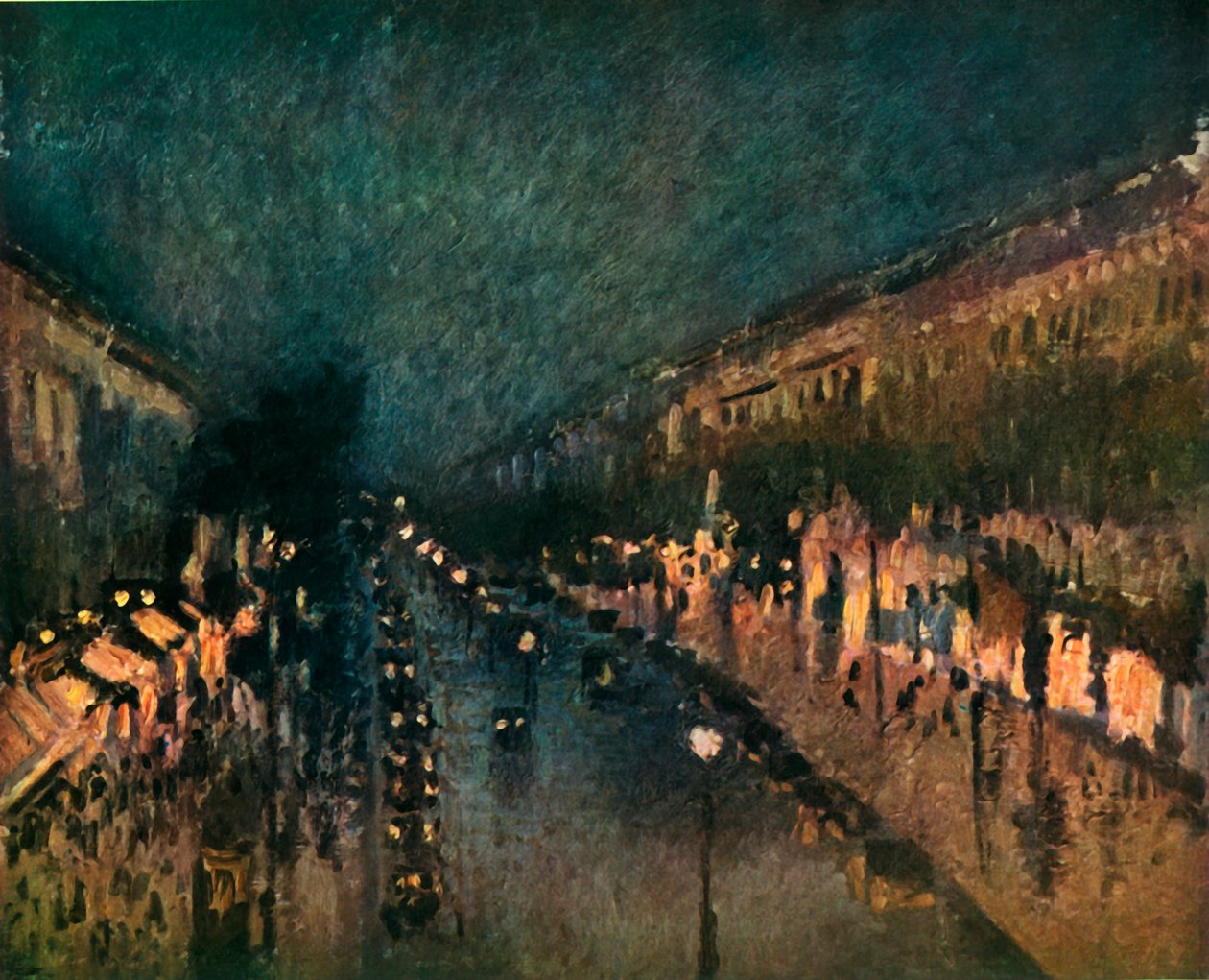 Boulevard Montmartre yöllä, 1897, 1937. tekijältä Camille Jacob Pissarro
