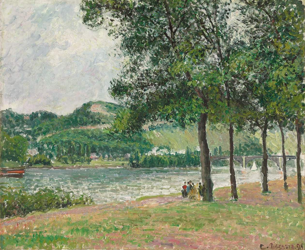 Cours-la-Reine Rouenissa, pilvinen; Cours-la-Reine Rouenissa, harmaa sää, 1898 tekijältä Camille Jacob Pissarro