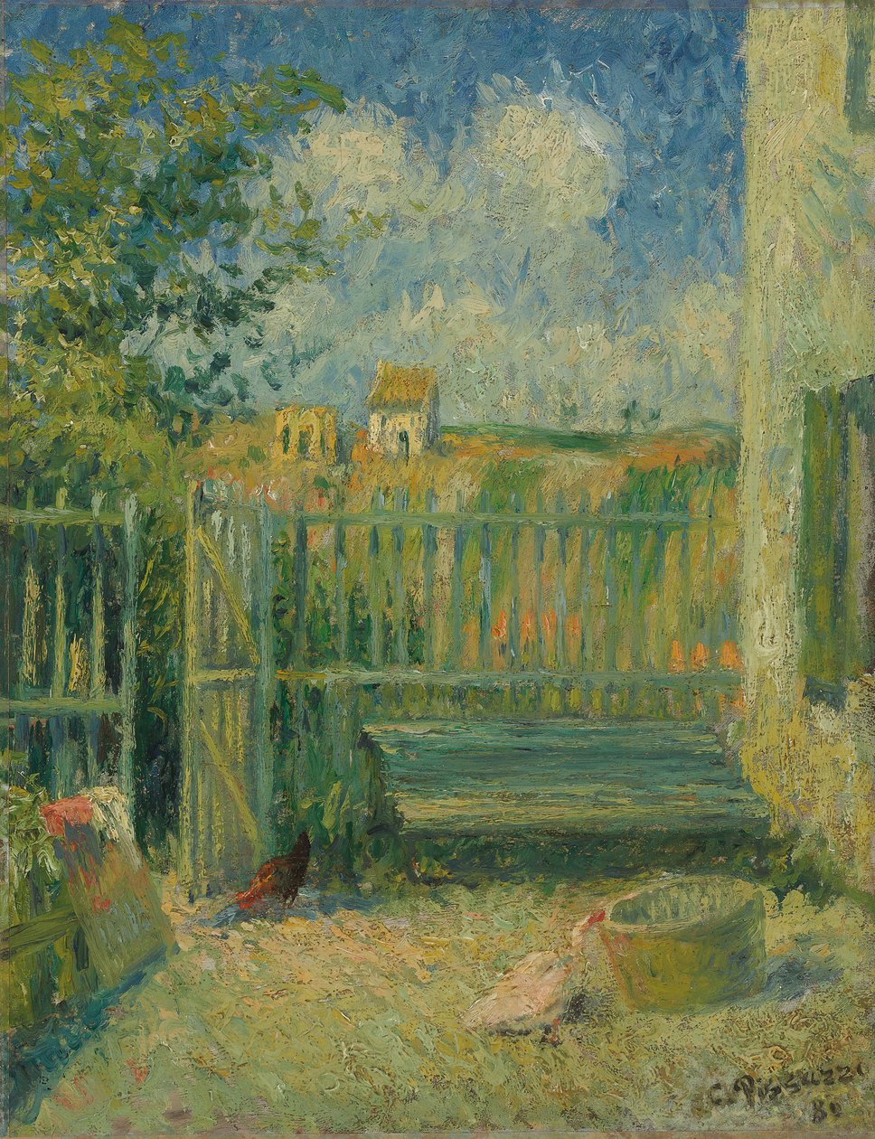 Maison Rondestin piha, Pontoise; Rondestin talon piha, Pontoise, 1880 tekijältä Camille Jacob Pissarro