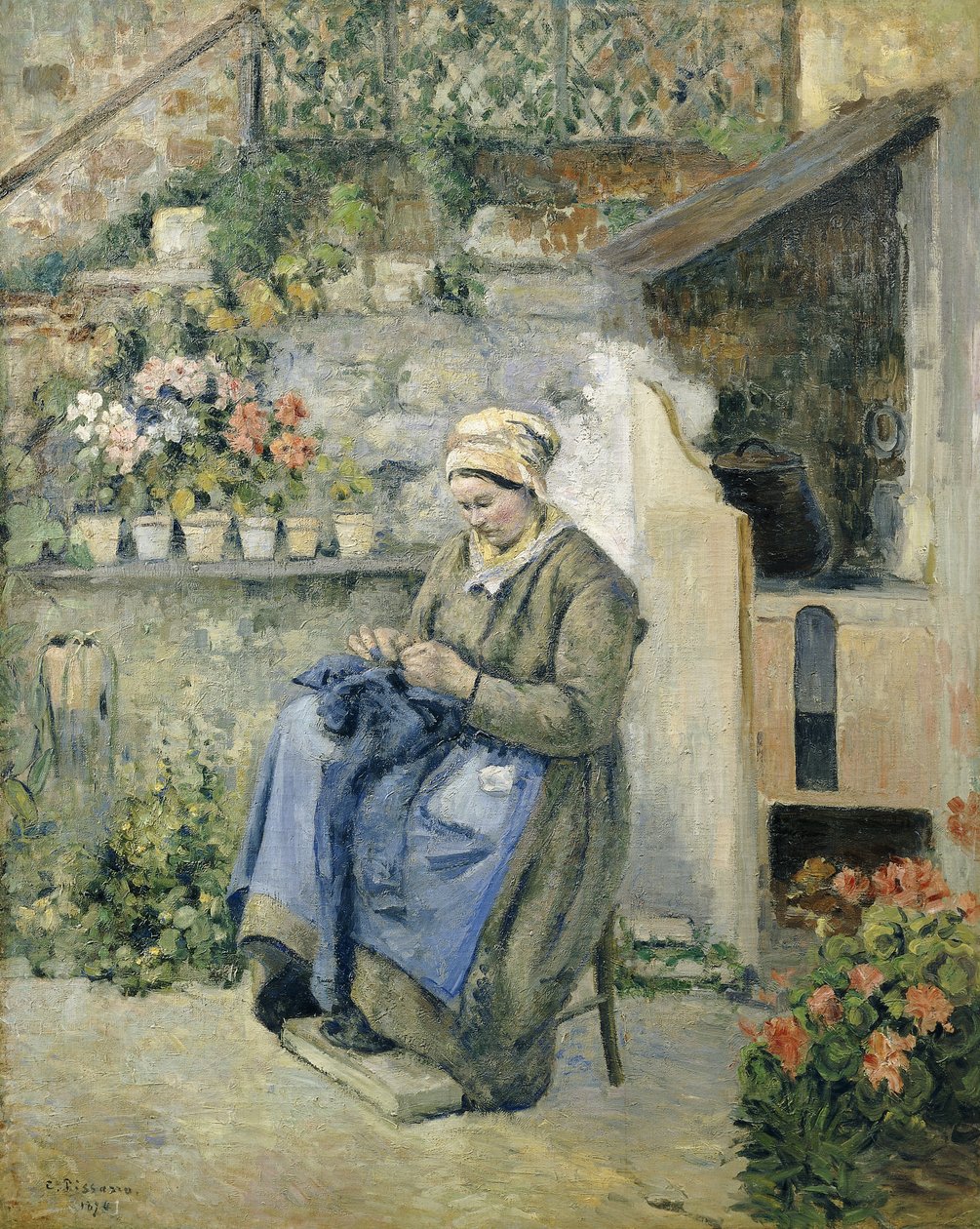 Iloinen äiti; La Mere Jolly, 1874 tekijältä Camille Jacob Pissarro