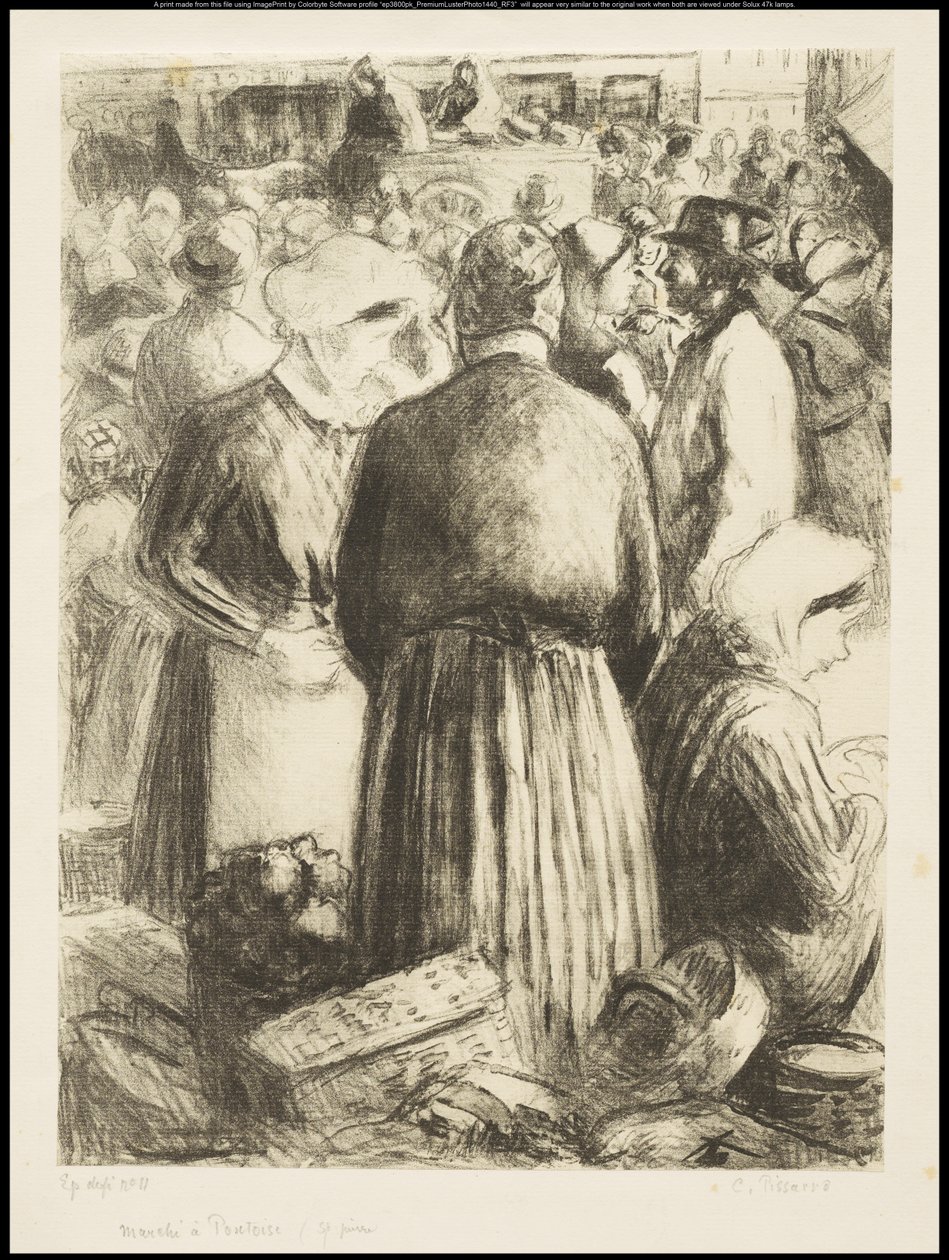 Pontoisen markkinat, noin 1895 tekijältä Camille Jacob Pissarro