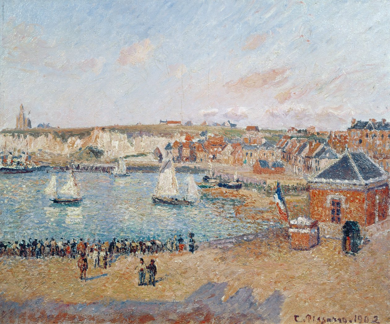 Dieppen ulkosatama, 1902 tekijältä Camille Jacob Pissarro