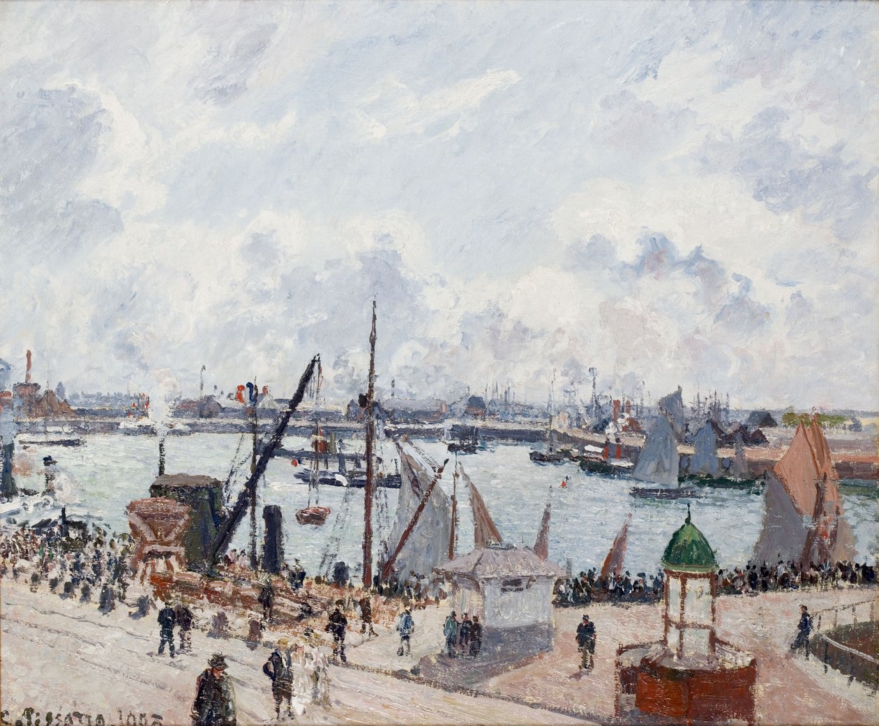 Le Havren ulkosatama. Aamu. Aurinko tekijältä Camille Jacob Pissarro