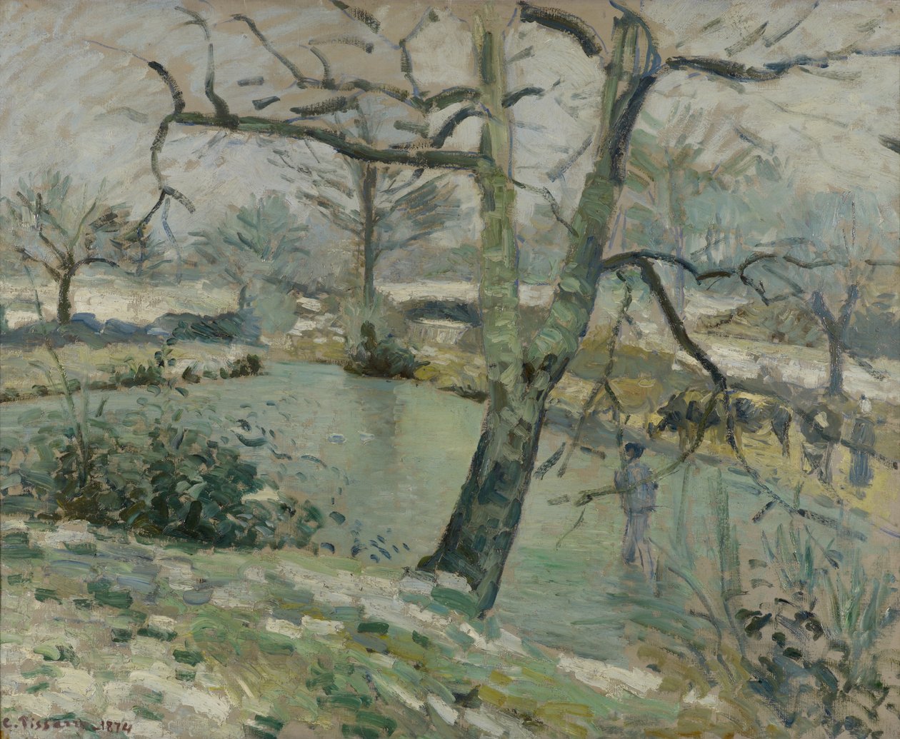 Montfoucaultin lampi, Talven vaikutus, 1874 tekijältä Camille Jacob Pissarro