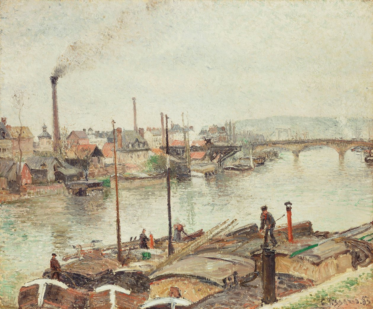 Rouenin satama, 1883 tekijältä Camille Jacob Pissarro