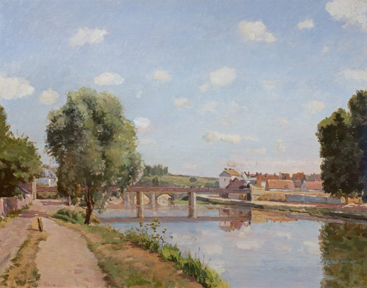 Rautatiesilta, Pontoise, 1873 tekijältä Camille Jacob Pissarro
