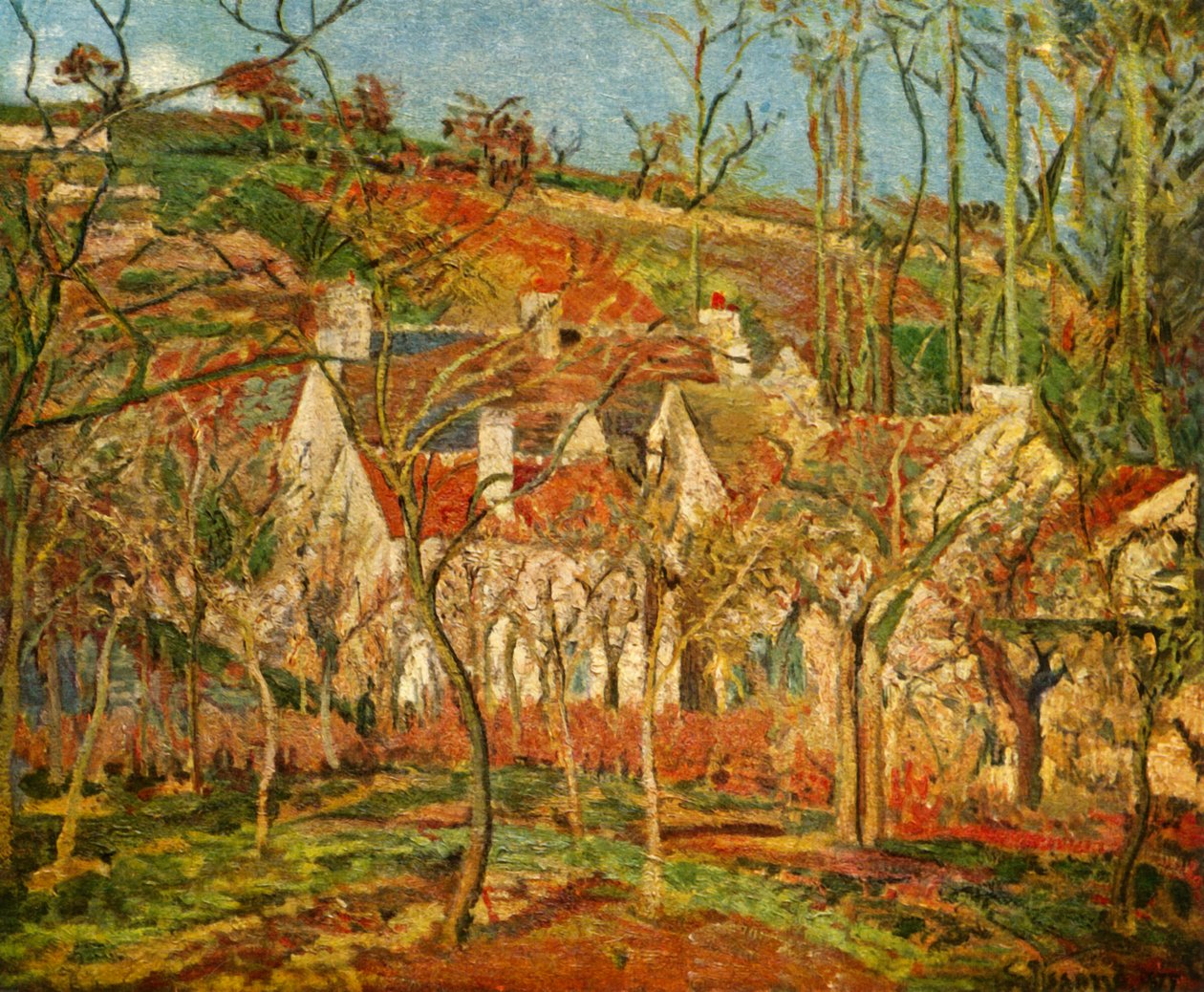Punaiset katot, 1877, 1939. tekijältä Camille Jacob Pissarro