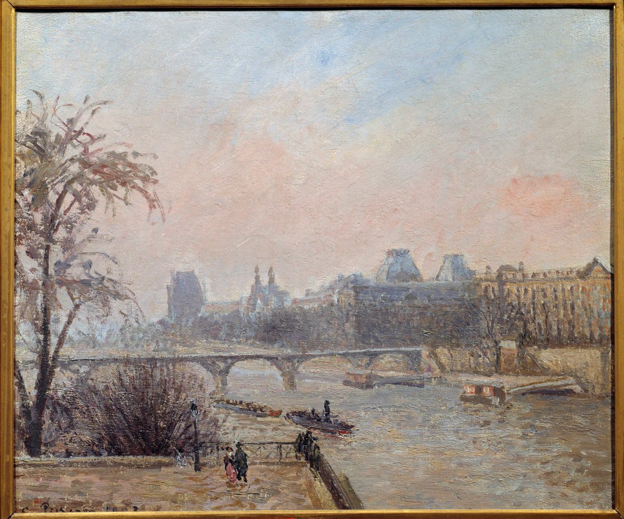 Seine ja Louvre vuonna 1903 Camille Pissarron (1830-1903) maalaus 1903 Su. 0,46x0,55 m Pariisi, musee d