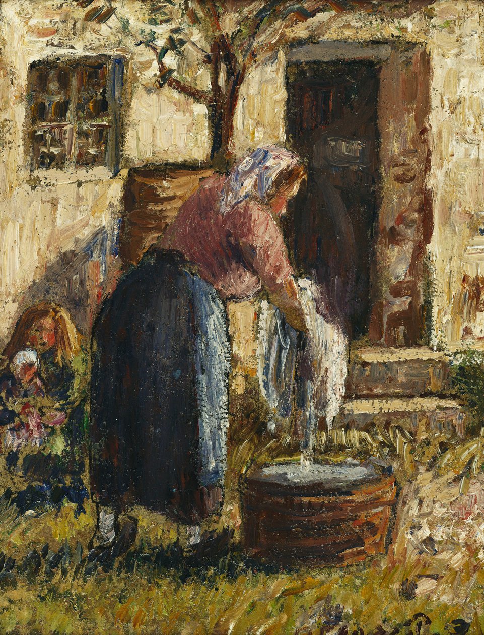 Pesukone; Pesukone, n. 1898 tekijältä Camille Jacob Pissarro