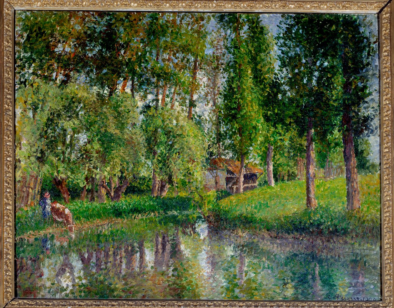 Bazincourtin pesuhuone Camille Pissarron (1830-1903) maalauksen 1900 su. 0,65x0,81 m Pariisi, musee d