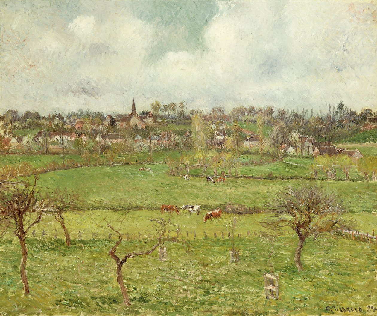 Näkymä Bazincourtille; Näkymä Bazincourtista, 1884 tekijältä Camille Jacob Pissarro
