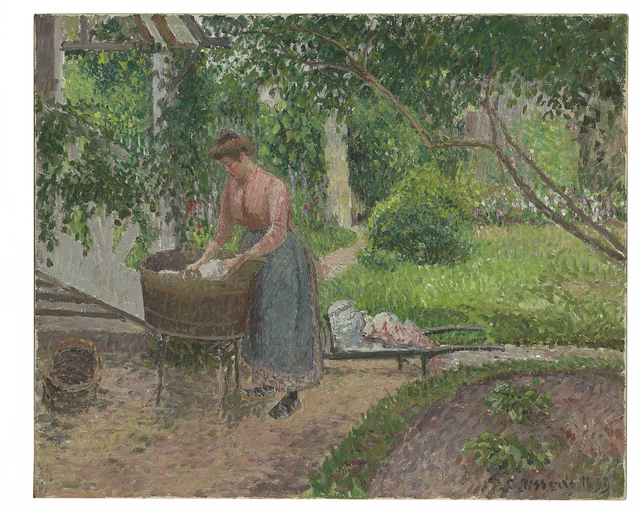 Pesukone Eragnyn puutarhassa, 1899 tekijältä Camille Jacob Pissarro