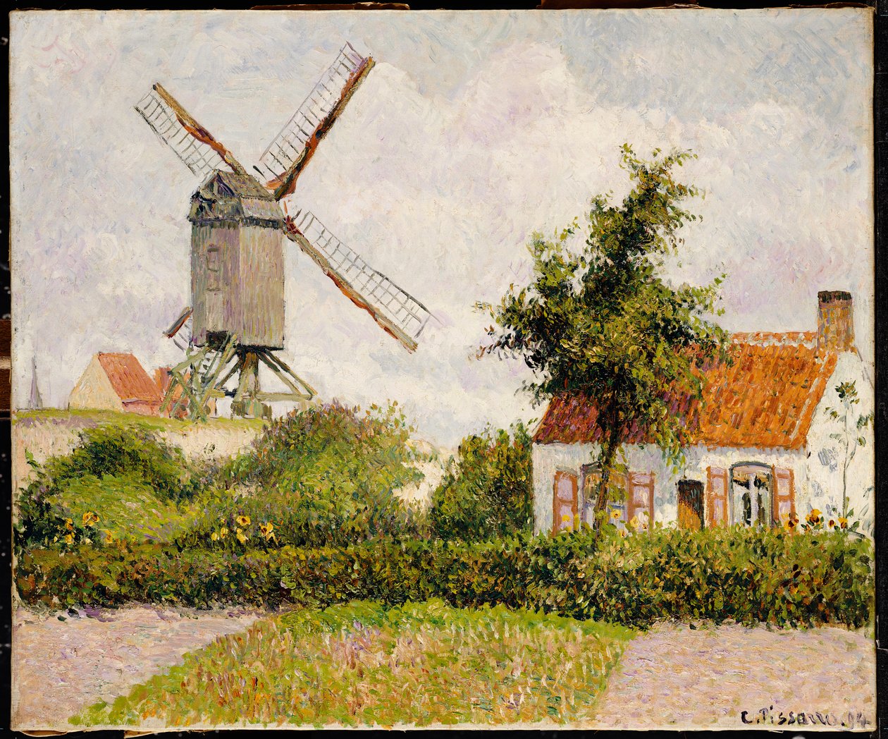 Tuulimylly Knokkessa, Belgiassa, 1894 tekijältä Camille Jacob Pissarro