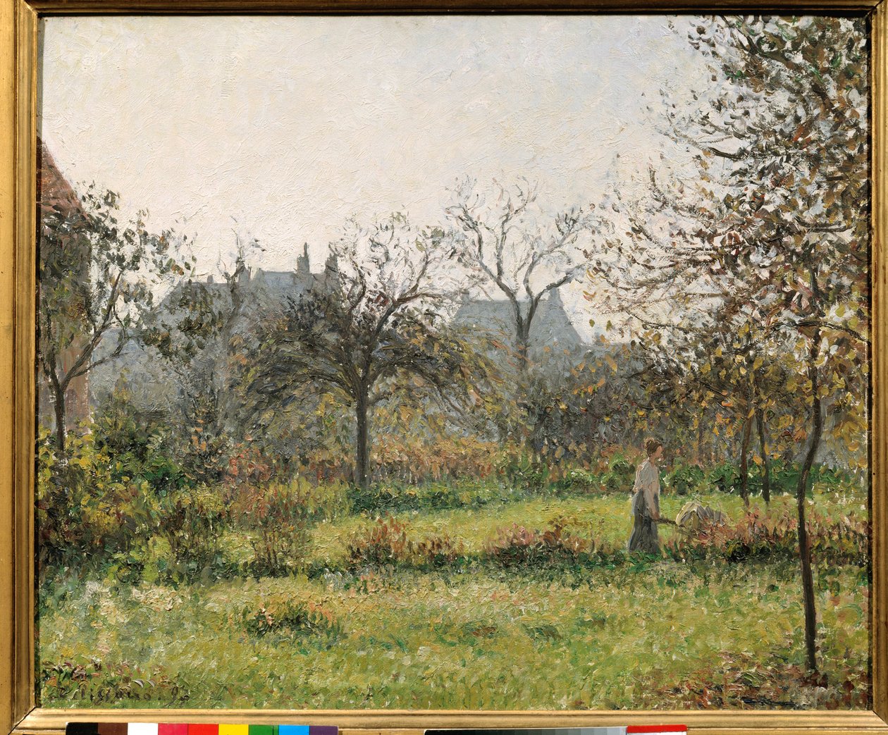 Nainen hedelmätarhassa, syysmatinee, Camille Pissarron (1830-1903) Eragny-maalauksen puutarha 1897 su. 0,54x0,65 m Pariisi, musee d