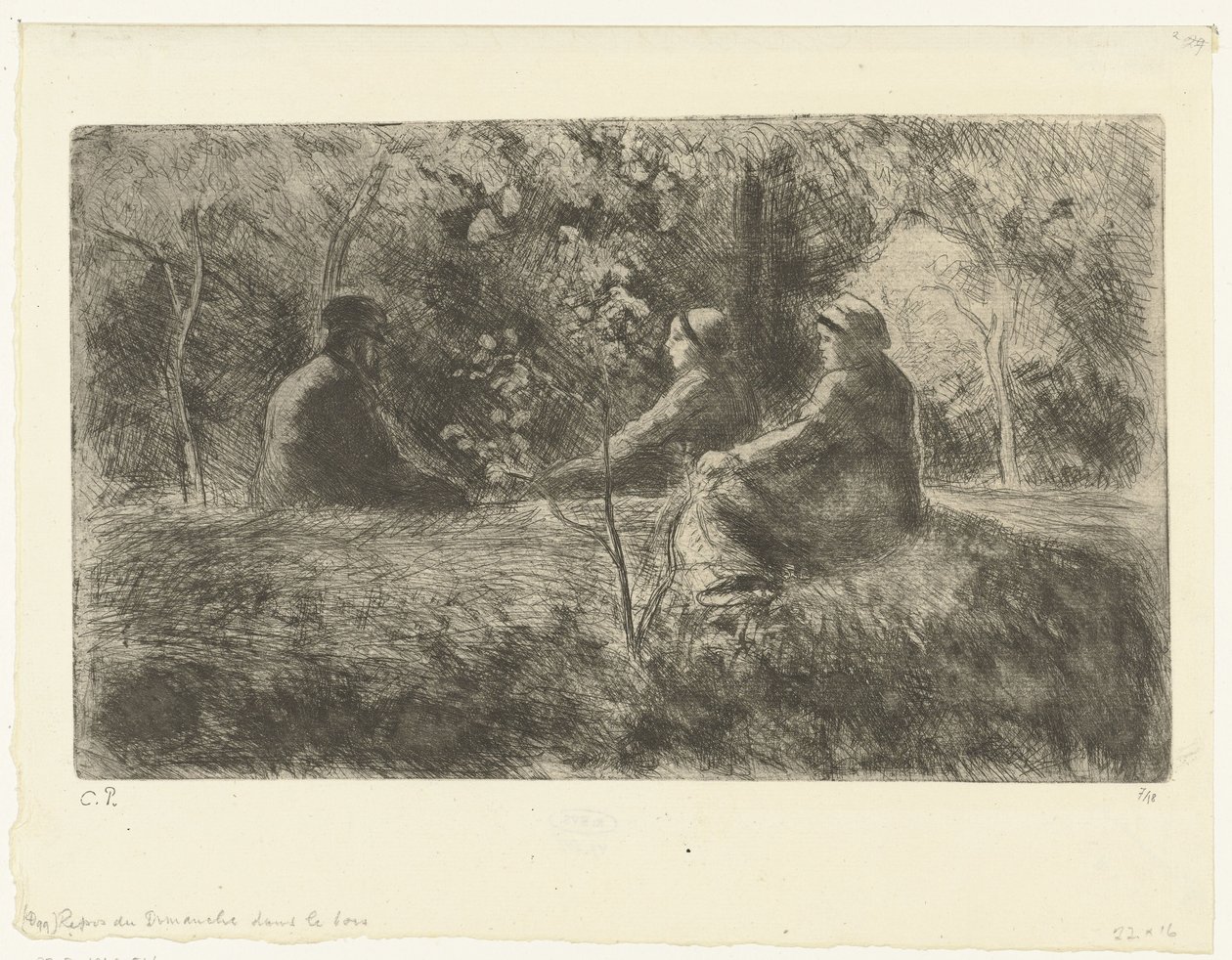Zondagse rust in het bos Sunnuntai lepo metsässä tekijältä Camille Jacob Pissarro
