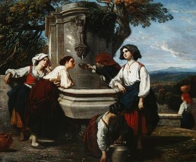 Ossaloisen naiset suihkulähteellä, n. 1845 tekijältä Camille Joseph Etienne Roqueplan